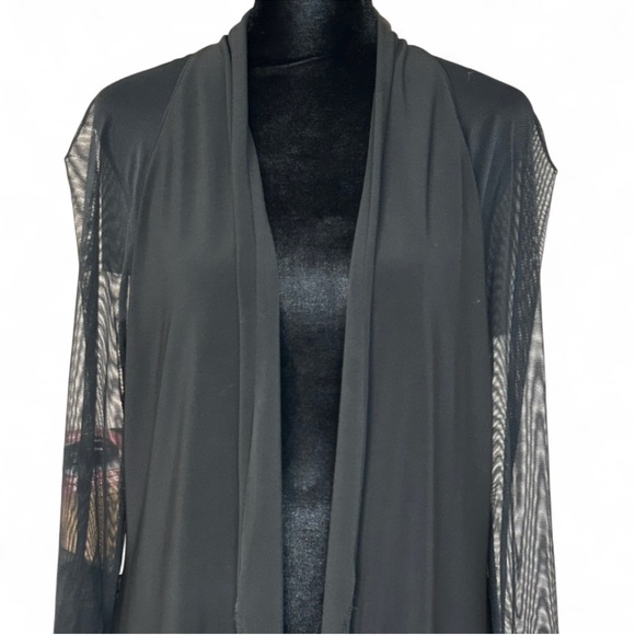JOSEPH RIBKOFF Black Cardigan 12 W/Open Front & Sheer Long Sleeve Elegant Design - Picture 3 of 8
